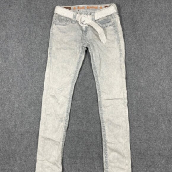 Y2K Rock Revival Jeans Womens 29 Ashley Skinny Low Rise Light Wash Gray 0656 - Picture 1 of 6